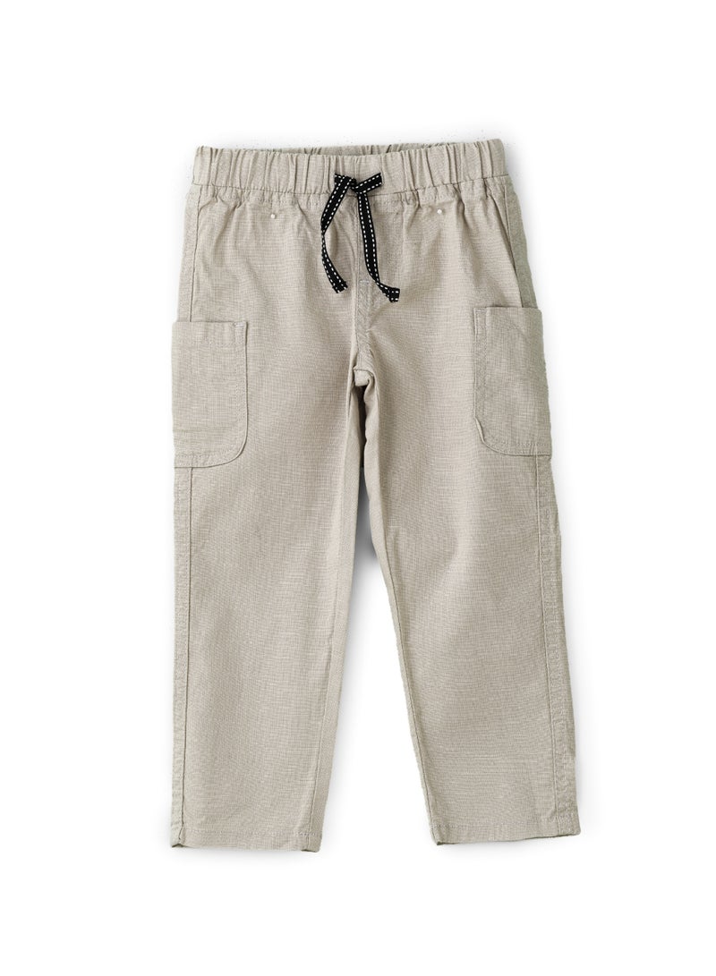 JAM Boys Beige Cotton Cargo Pants with Drawstring - Image 1